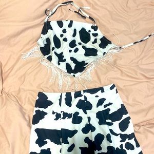 Two piece cow patterned outfit